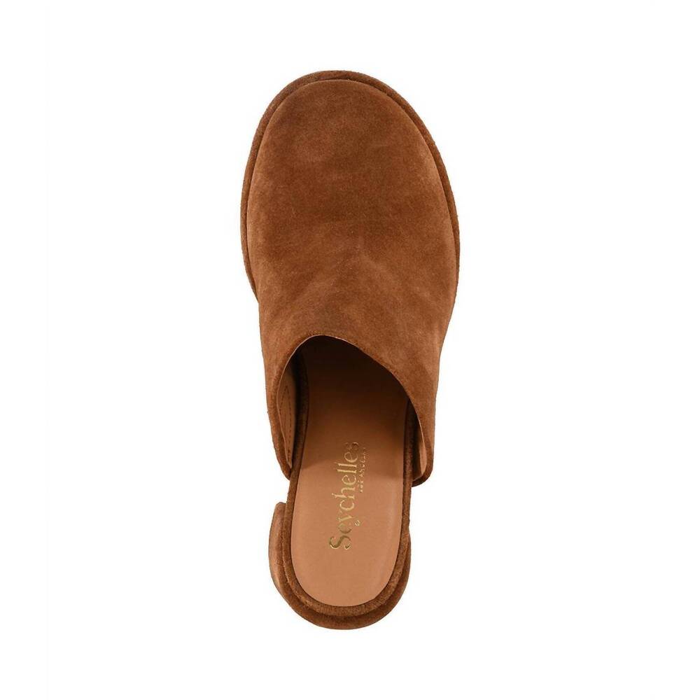 NEW SEYCHELLES women's honor suede high heel clogs in brown - Picture 6 of 10